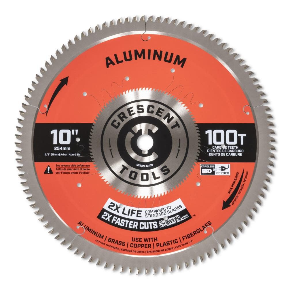 Crescent Circular Saw Blade Apex 10'' X 100 Tooth Thin Aluminum