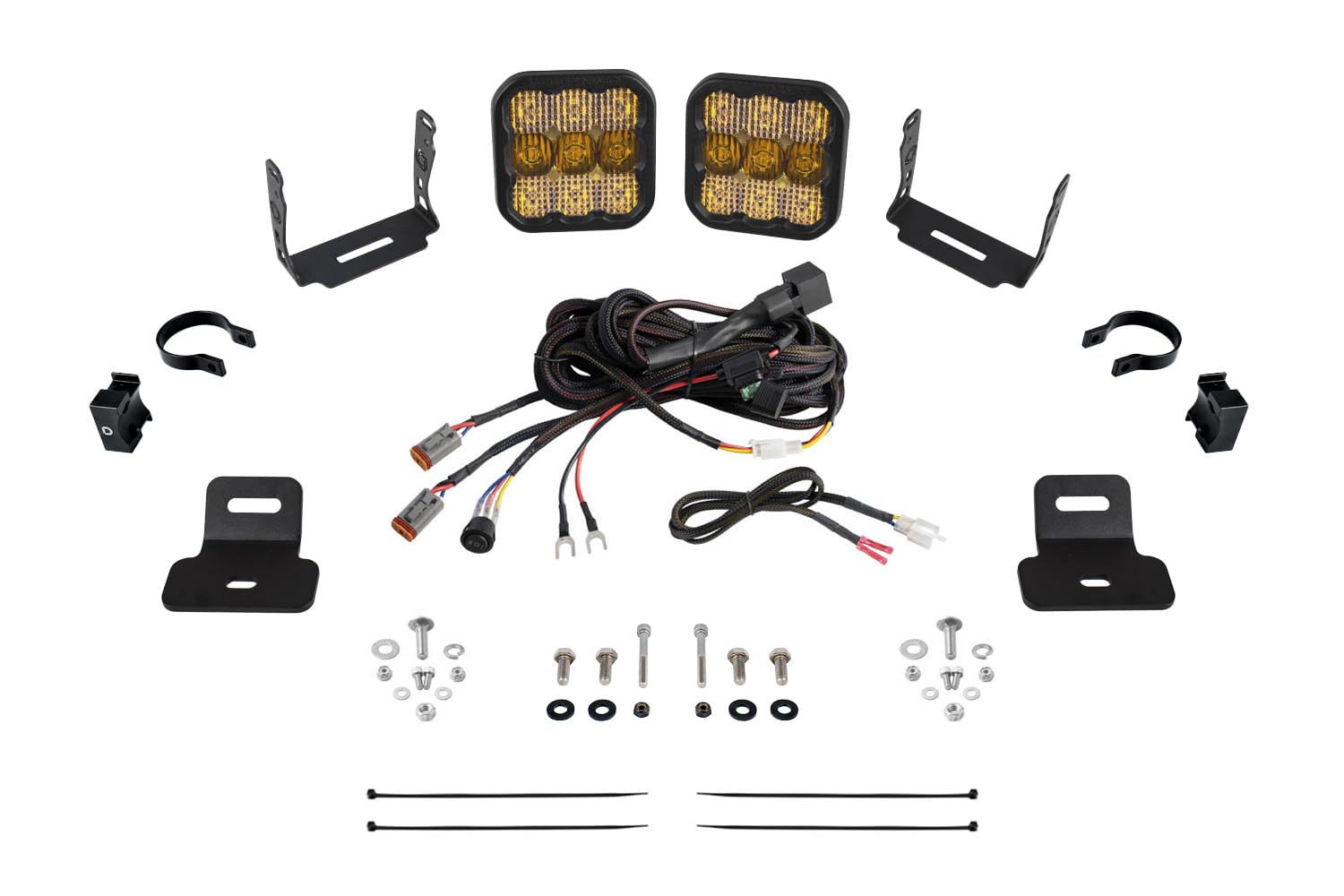 Stage Series Diode Dynamics A-Pillar Pod Kit compatible with Can-Am Maverick X3 2017-2025, SS5 Sport Yellow Combo