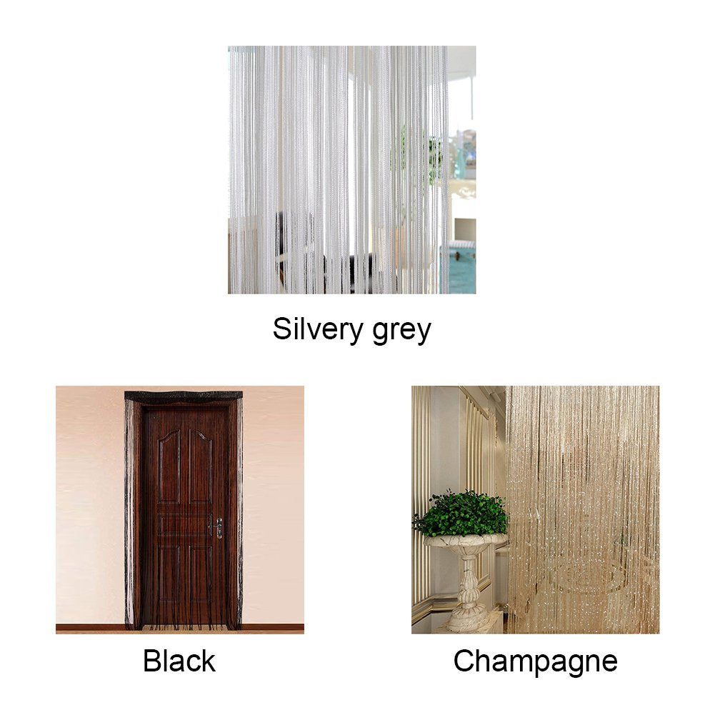 2PCs ZHINAN Beaded String Curtains Door Curtain, Durable Polyester Beaded Thread Curtain | Sparkling Waterfall Effect Fringed Curtain for Living Room, Bedroom, Weddings, Parties