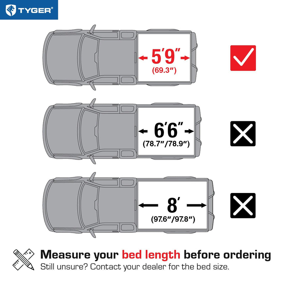 Tyger Auto T2X Soft Roll-up Low Profile in Fabric Truck Bed Tonneau Cover Compatible with 2014-2018 Chevy Silverado GMC Sierra 1500; 2019 LD/Limited | 5'9" (69") Bed | TG-BCXC3993