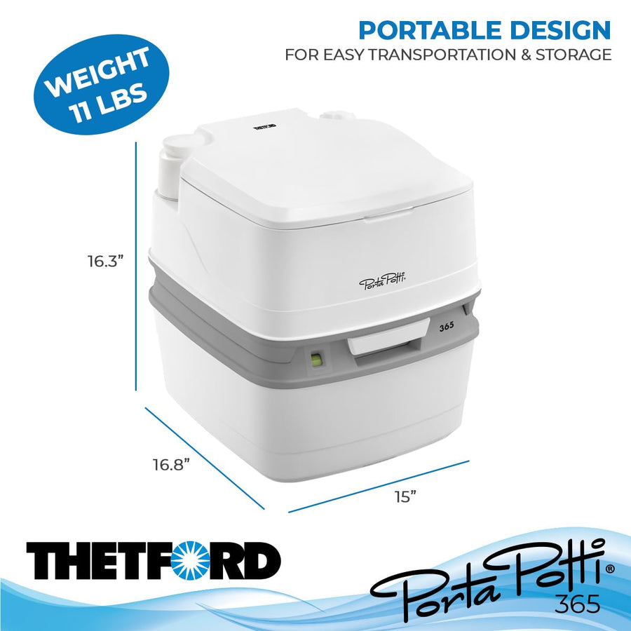 Thetford Porta Potti 365 Portable Toilet Porta Potti (for RV, Marine, Camping, Vans, Trucks, Healthcare) 92820, White