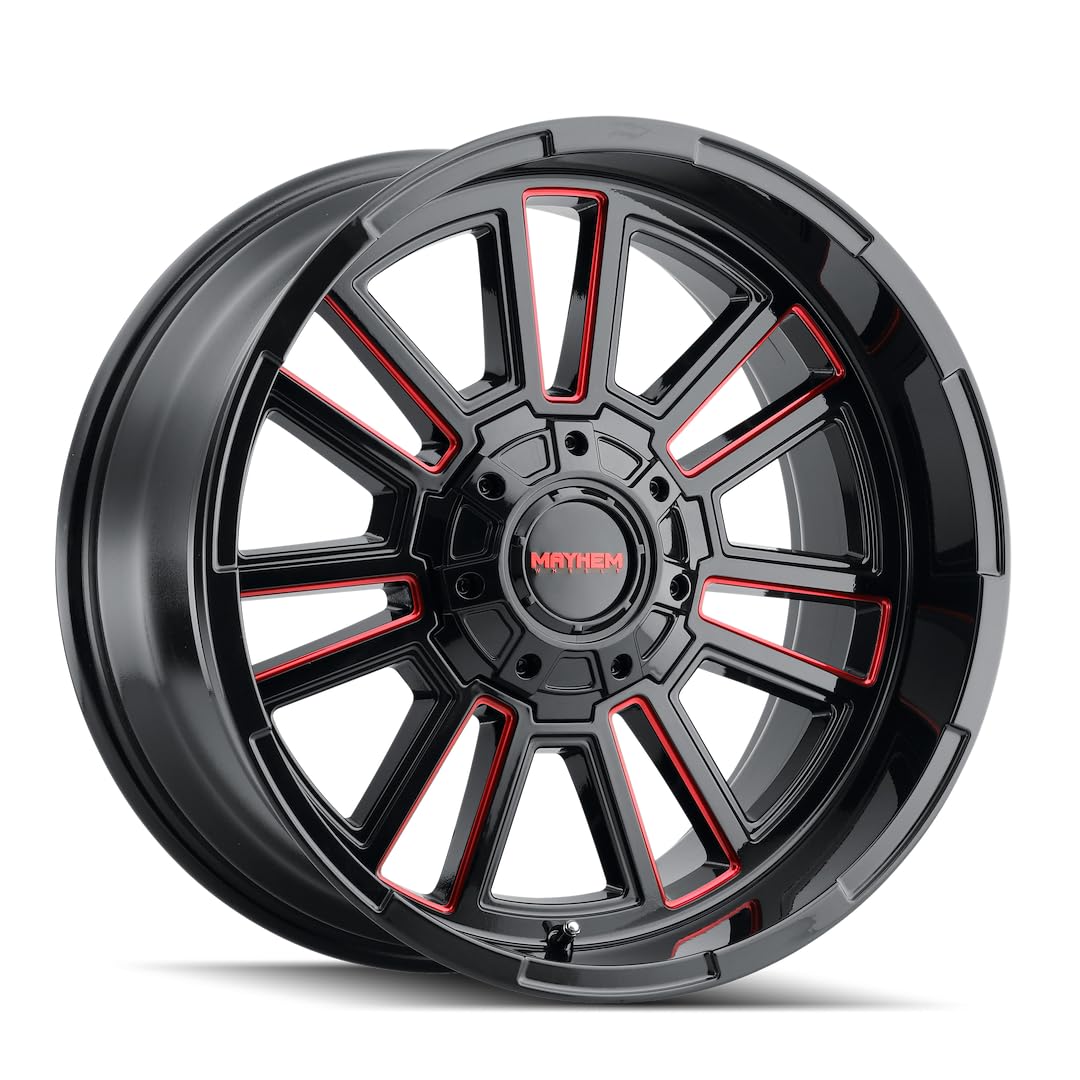 APOLLO MAYHEM 8115 GLOSS BLACK MILLED PRISM RED MILLED 20-10 8-170 -19MM 125.2MM