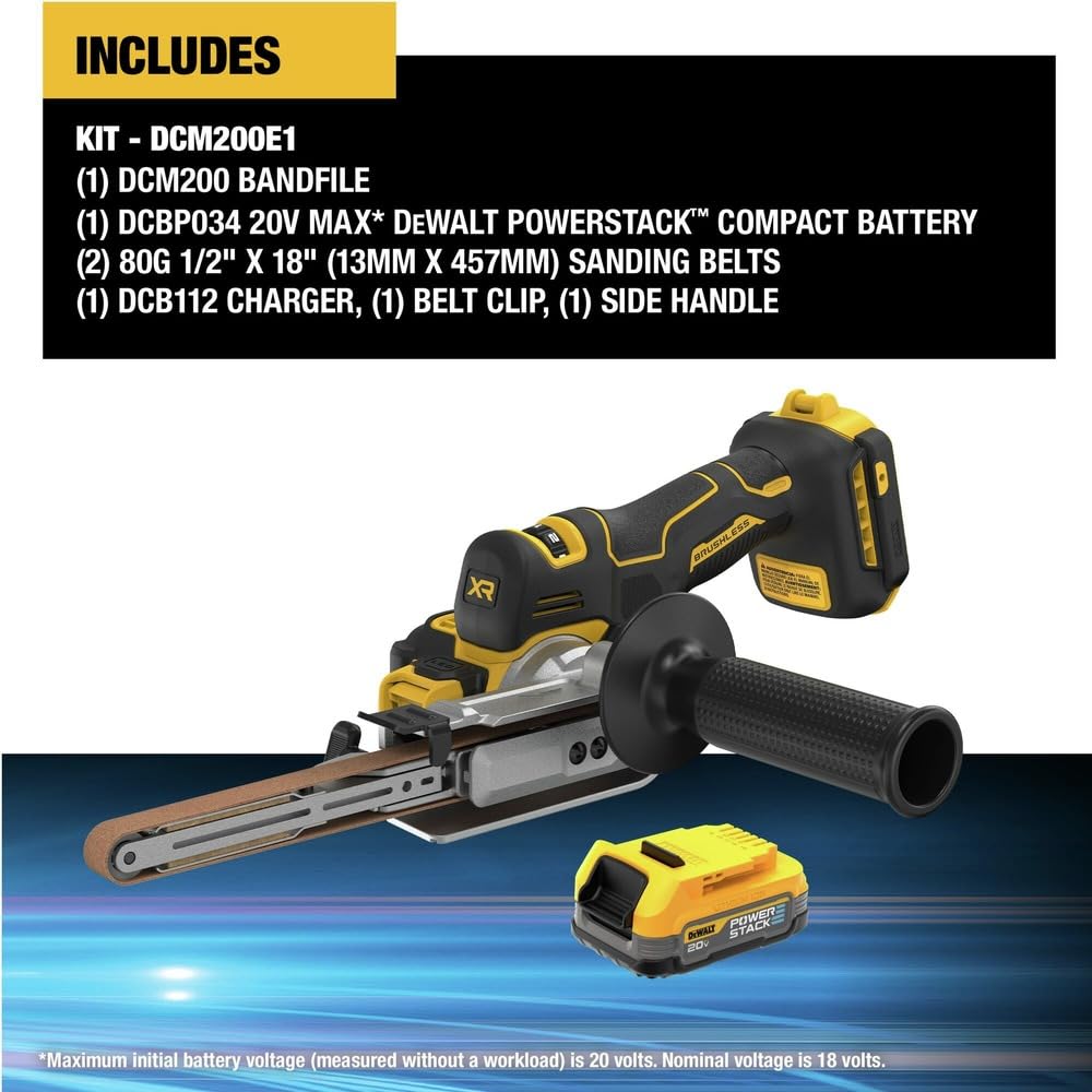 DEWALT Cordless 20V MAX XTREME Bandfile Power Tool Sander Kit with Battery and Charger Included (DCM200E1)