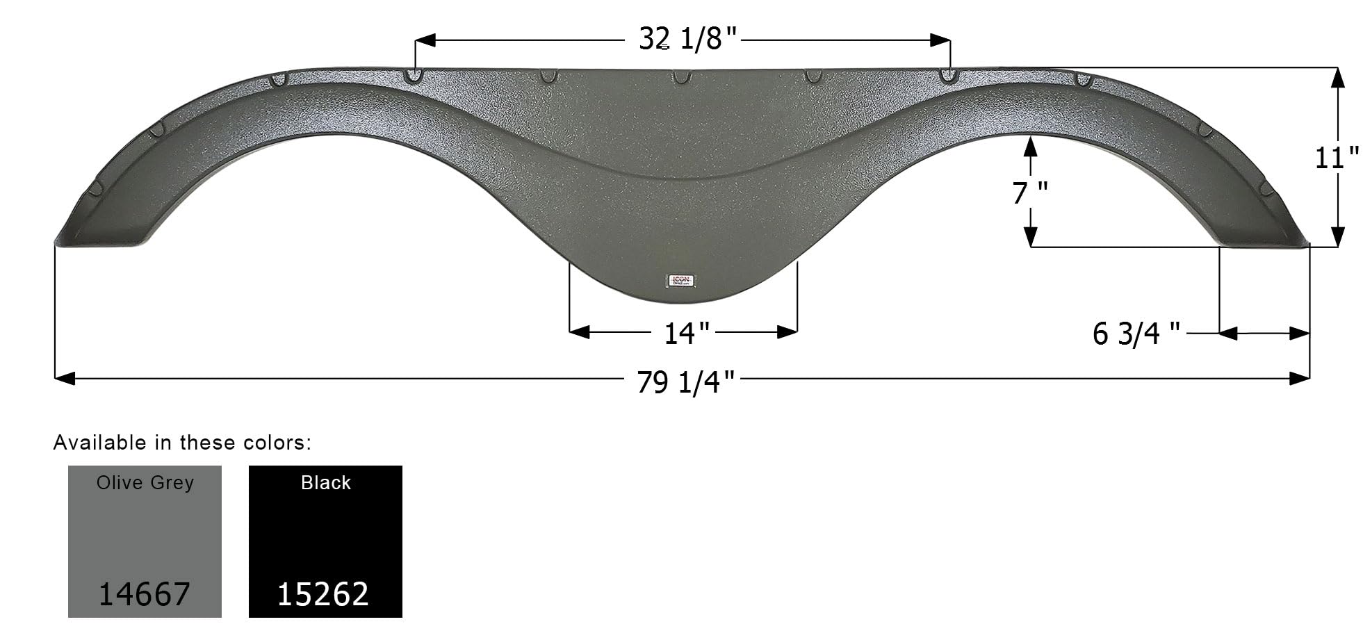 Tandem Axle Fender Skirt ICON 15262 for Forest River - Black