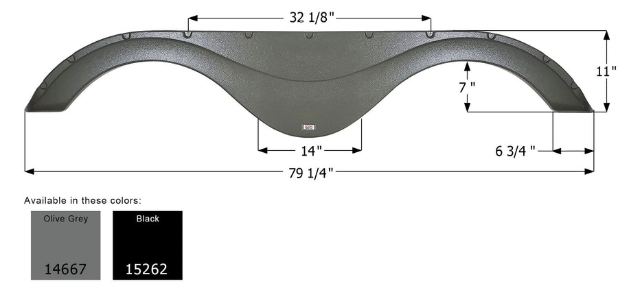 Tandem Axle Fender Skirt ICON 15262 for Forest River - Black