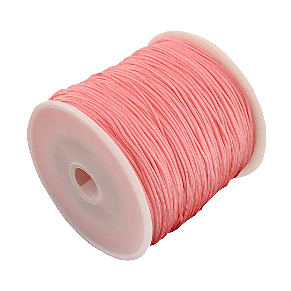 About 100 Yards JEWELEADER Braided Nylon Craft Thread Cord 0.8mm Satin Trim Cord Chinese Knotting Beading Cord for DIY Jewellery Making Macrame Kumihimo Shamballa Friendship Bracelets - Light Coral