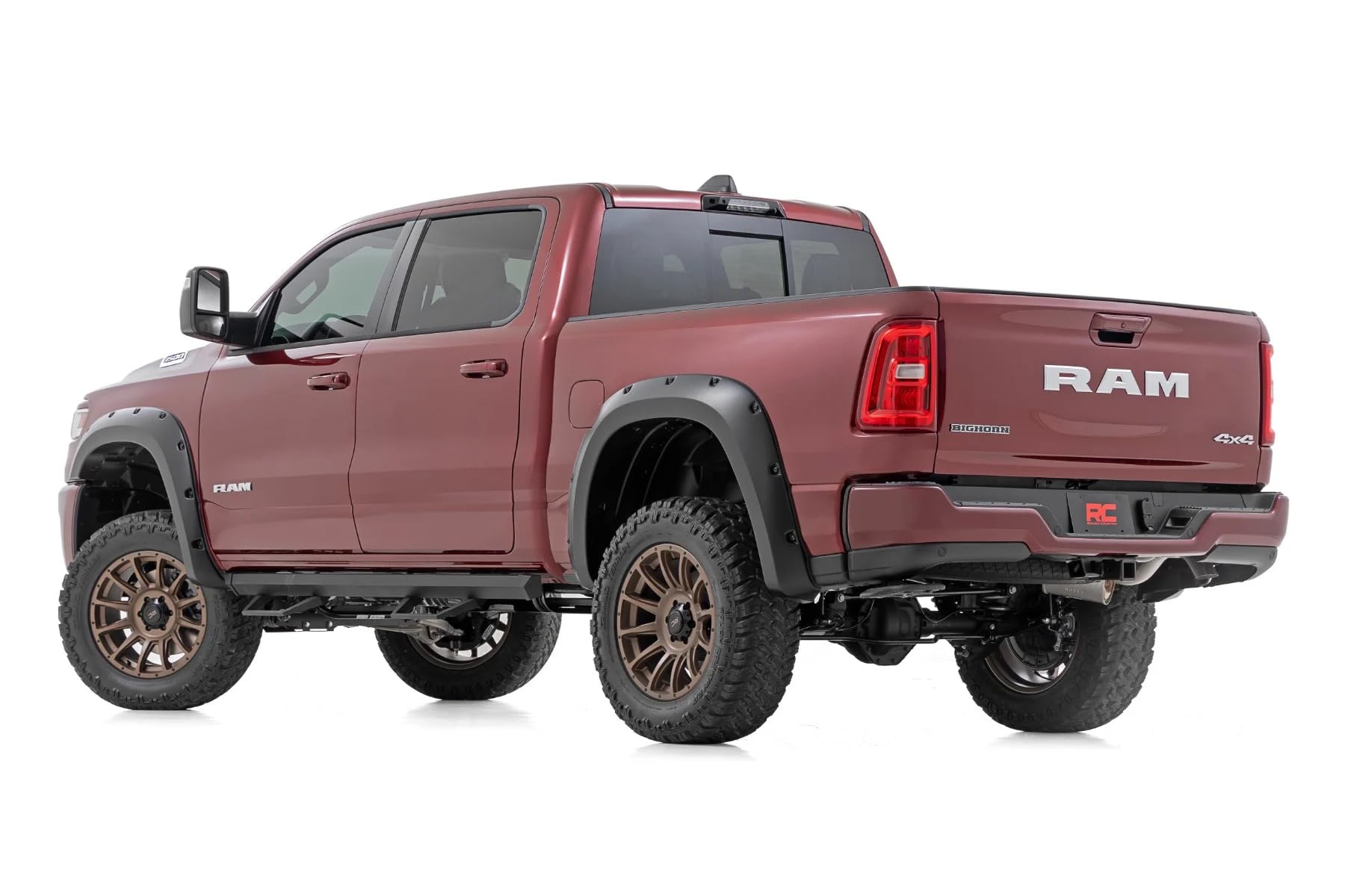 Pocket Fender Flares Rough Country for Ram 1500 (2025-2026) - Bolt-on Rivet Style Wheel Flares, Flat Black (Set of 4)