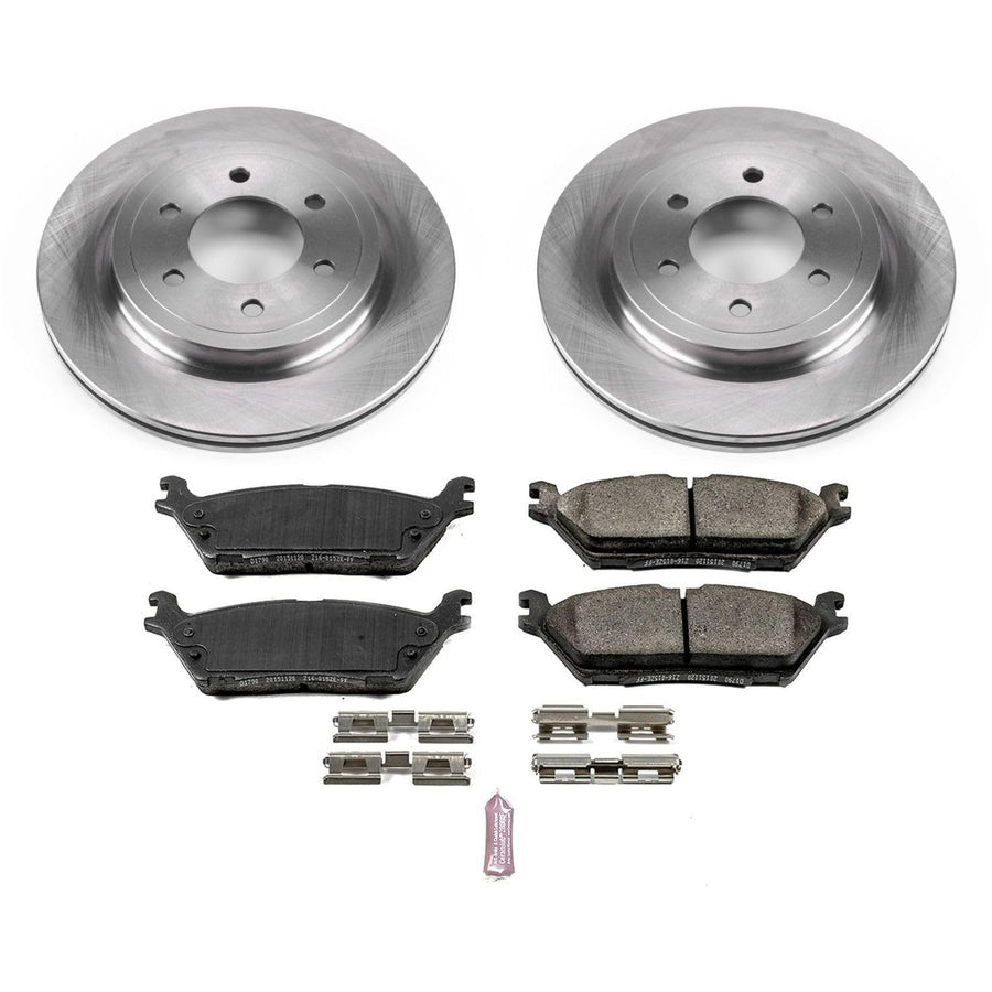 Brake Kit Power Stop For 2018-2021 Ford Expedition Navigator | 2018-2020 Ford F150 [with Electric Parking Brake] Rear Autospecialty Replacement OE Brake Rotors & Ceramic Brake Pads KOE8030
