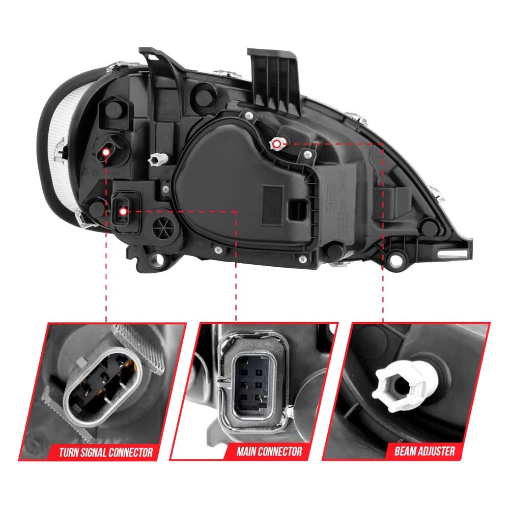 2002-2014 Freightliner M2 Anzo USA LED Crystal Headlights Black Housing w/Clear Lens (Pair) (131030)