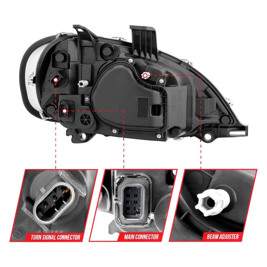 2002-2014 Freightliner M2 Anzo USA LED Crystal Headlights Black Housing w/Clear Lens (Pair) (131030)