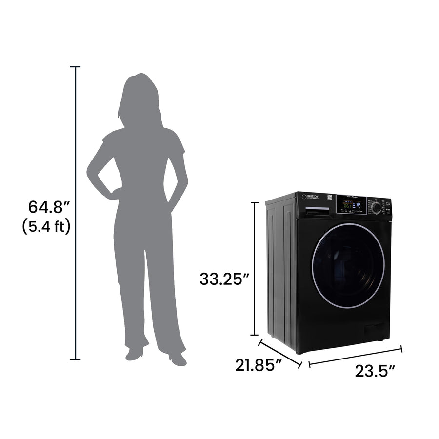 Compact Equator Washer 1.6cf/15lbs PET CYCLE 15 Programs 110V in Black