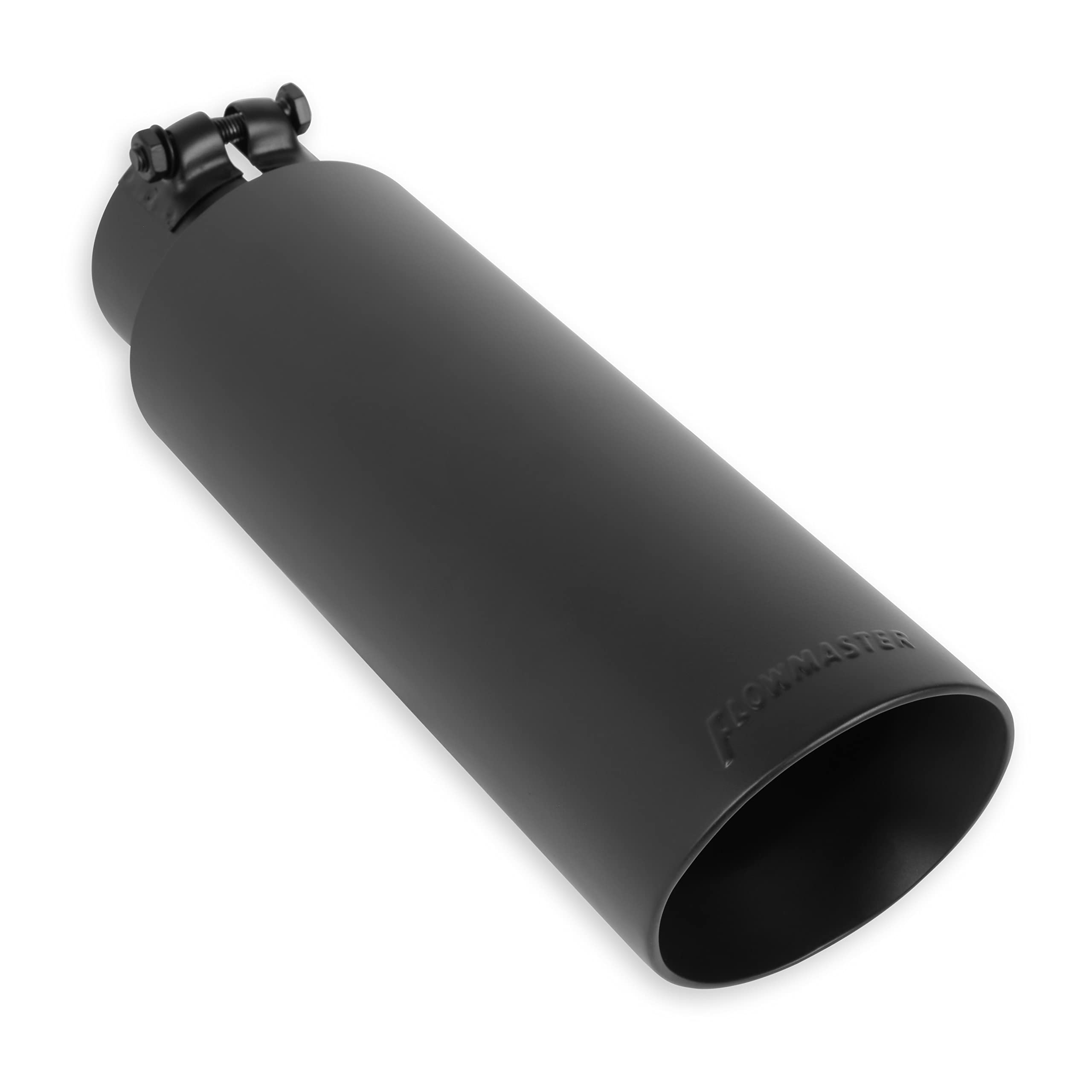 Flowmaster Exhaust Tip 15398B 4 Inch Angle Cut Black Ceramic Coated 304 Stainless Steel Fits 3 Inch Tubing 13 Inch Long - Clamp On