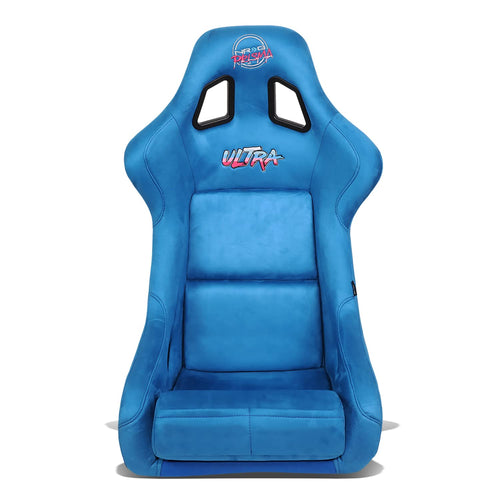 NRG Innovations Universal NRG-FRP-302BL-ULTRA Fixed Back Bucket Racing Seat for 6-Point Harnesses, Size L, Blue Seat Cover, 24" W X 36" H X 18" D