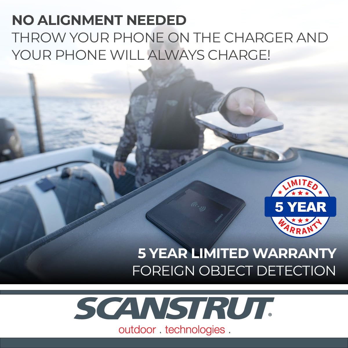 Scanstrut 15W SC-CW-2GT Waterproof Surface Wireless Charger 3-Coil