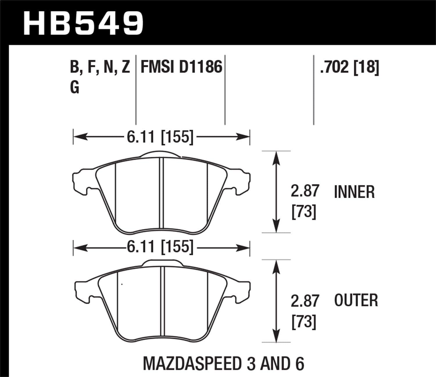 Hawk Performance HPS Performance HB549F.702 Street Brake Pads
