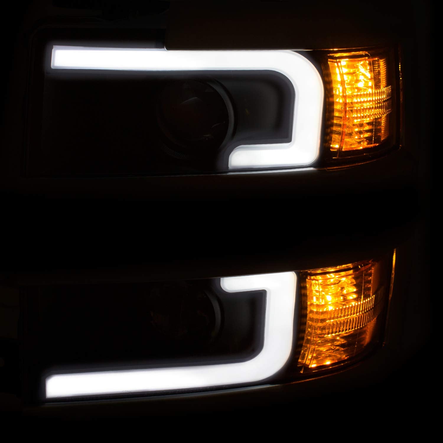 CHEVY SILVERADO 2500HD,3500HD 15-19 ANZOUSA PROJECTOR PLANK STYLE H.L. BLACK CLEAR AMBER