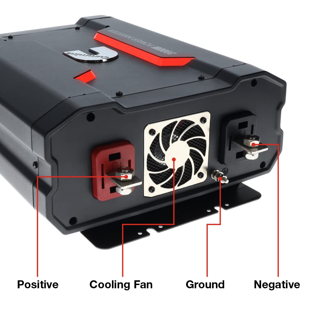 2000 Watts Cummins Inverter Modified Sine Wave Truck Inverter 12 Volts to 110 Volts Four AC Outlets Two USB Ports (Plus Full Cable Kit) - CMN2000W - Inverters for Vehicles, Van Life, Camping