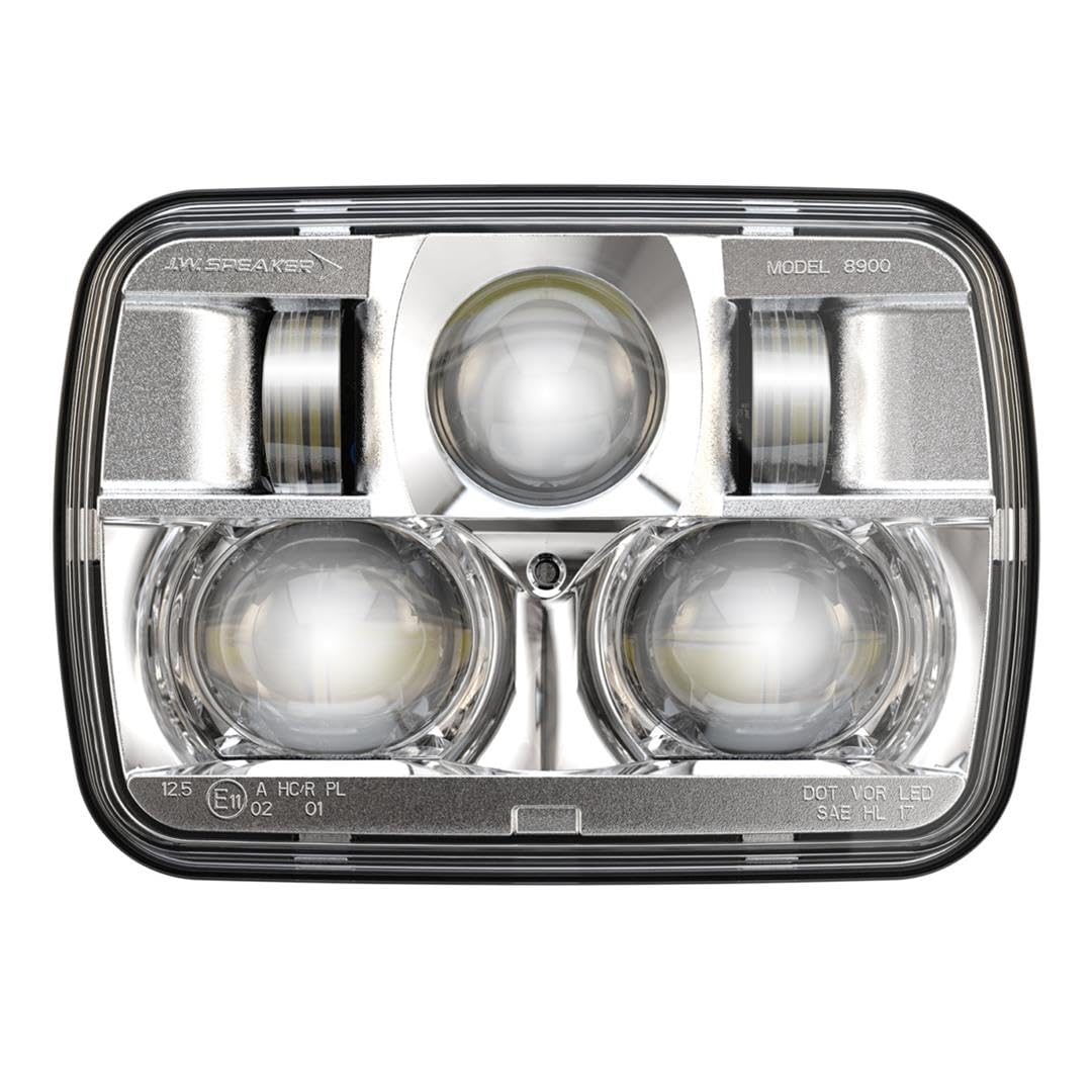 J.W. SPEAKER DOT/ECE 12-24V LED RHT High & Low Beam Headlight with Chrome Inner Bezel