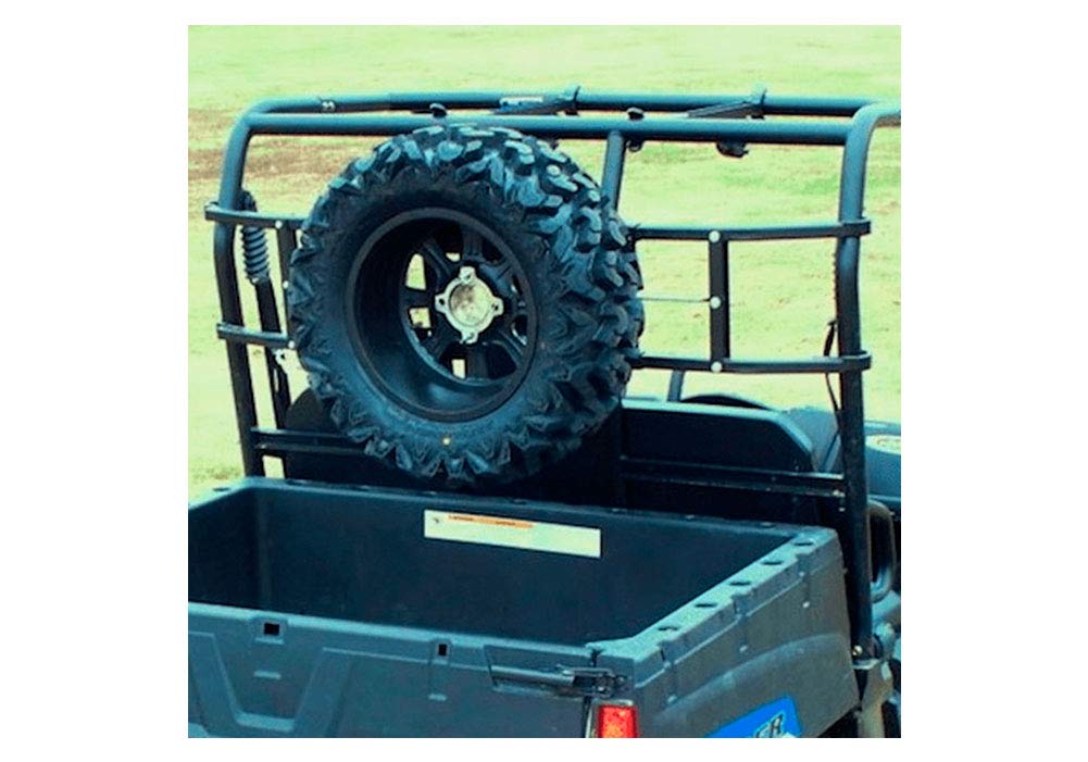 Power-Ride GREAT DAY Spare Tire Carrier - For Mid-Size UTVs With 42-53in Roll Bar Width - Black Powder-Coated Finish, UVPR775-STC-M/S