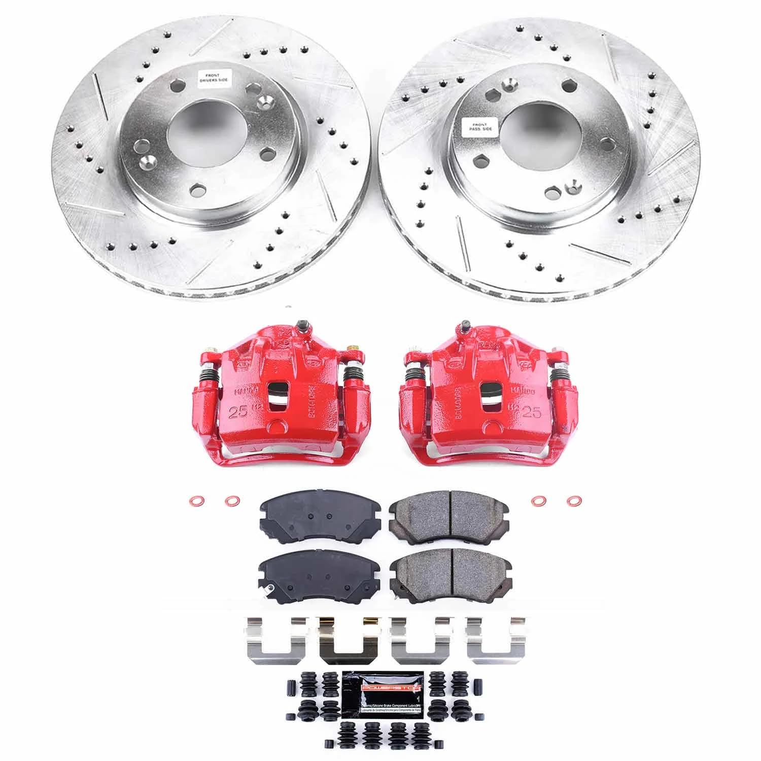 Power Stop Z23 Evolution Sport Brake Upgrade Kit KC165C with Powder Coated Calipers For Hyundai Sonata 2006-2010, Kia Optima 2007-2010, Kia Soul 2012-2013 [Model Specific]