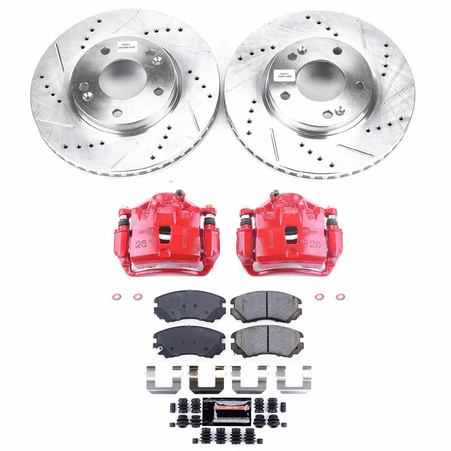 Power Stop Z23 Evolution Sport Brake Upgrade Kit KC165C with Powder Coated Calipers For Hyundai Sonata 2006-2010, Kia Optima 2007-2010, Kia Soul 2012-2013 [Model Specific]