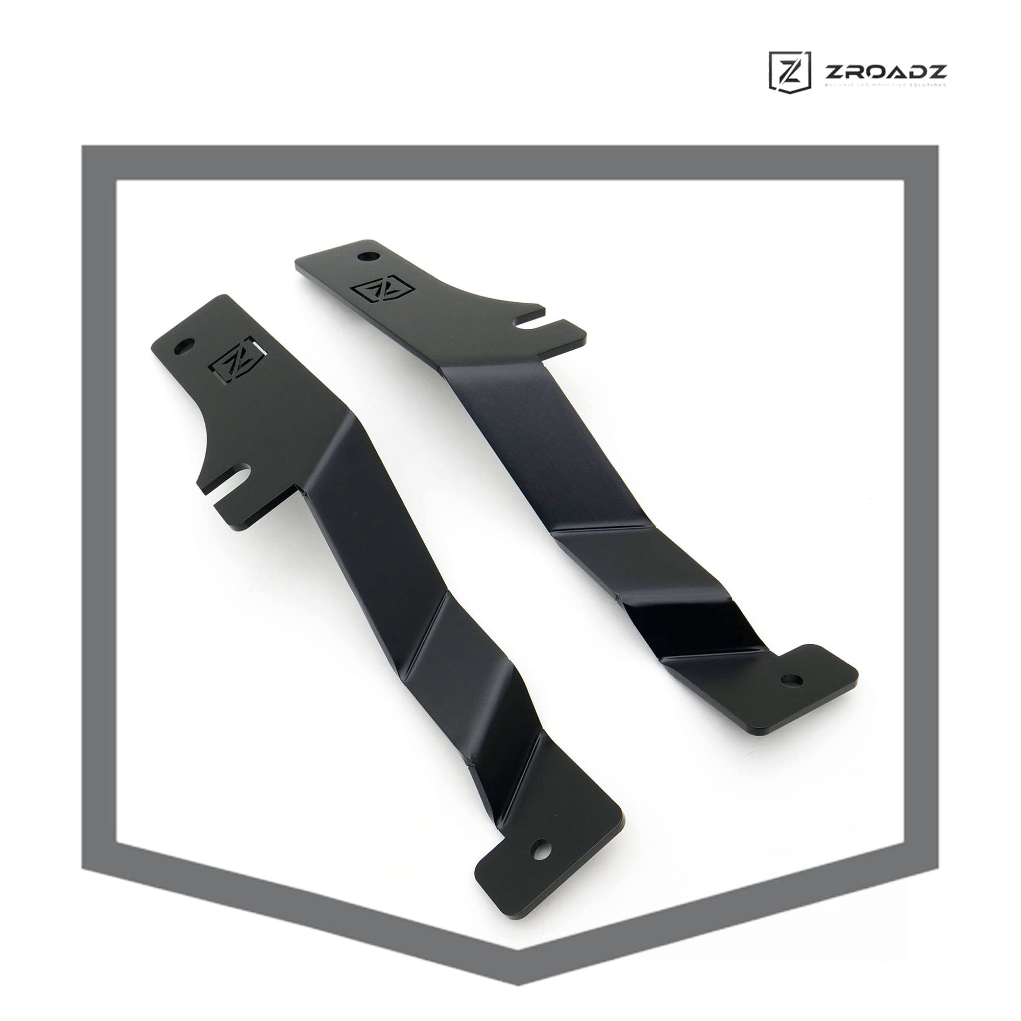 ZROADZ Hood Hinge Ditch LED Mounting Bracket - Compatible w/ 2017-2021 Ford F150 Raptor - to Mount (2) 3 Inch LED Pod Lights - Mild Steel Gloss Black - Bolt-On Easy Installation - PN #Z365701