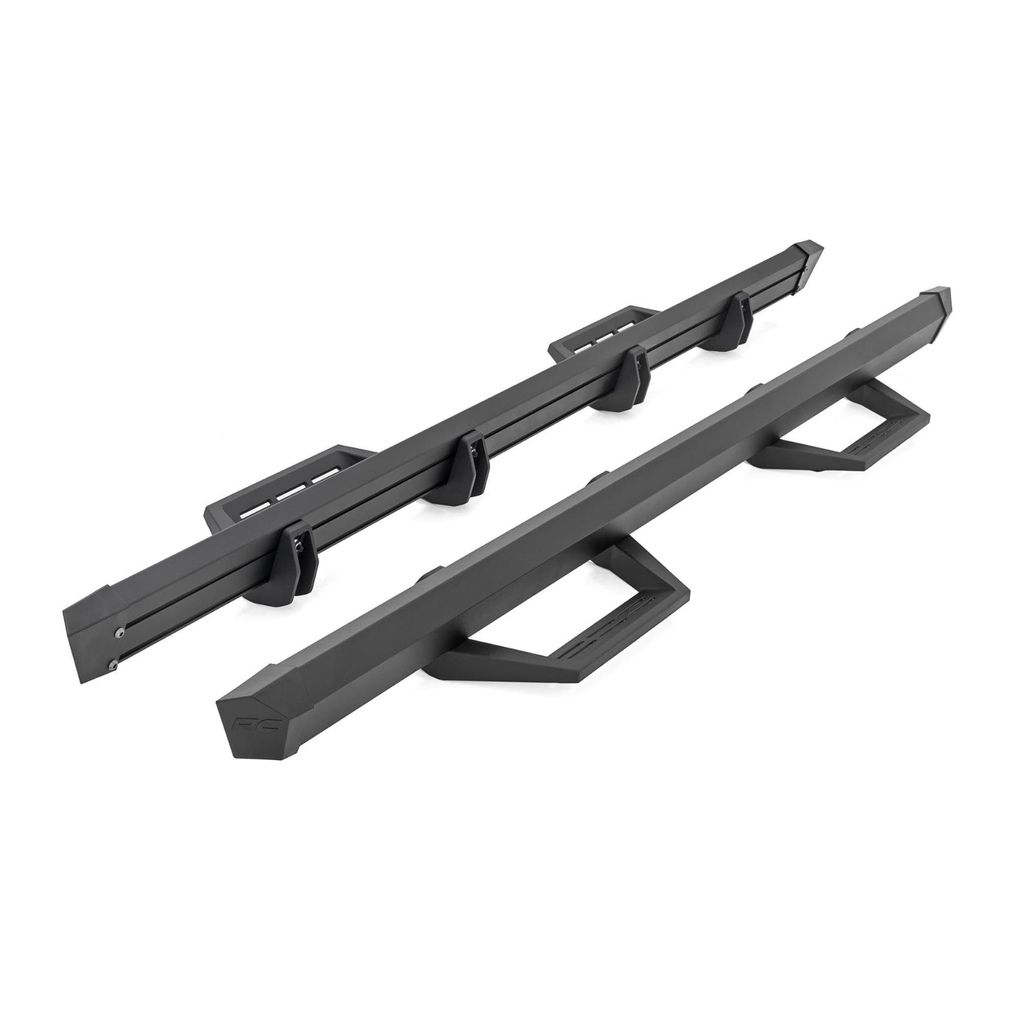 Rough Country Aluminum SRL2 Side Steps for Chevy Silverado & GMC Sierra 1500/2500HD CrewCab (2019-2026 & Refresh) - Modular Running Boards with Adjustable Step Placement
