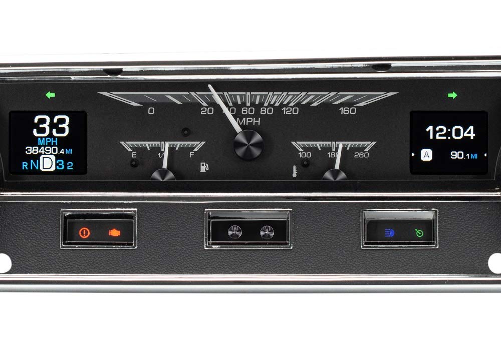 Dakota Digital HDX-64F-FAL-K Analog Gauge System Compatible with 1964-65 Ford Falcon, Ranchero and Mustang Black Alloy