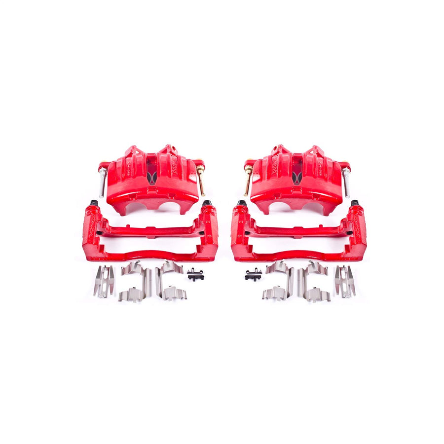 Power Stop S4798A Front Pair of High-Temp Red Powder Coated Calipers for Buick Rainier, Chevrolet, Chevrolet Trailblazer, GMC Envoy, Isuzu Ascender, Oldsmobile Bravada, Saab [Model Specific]