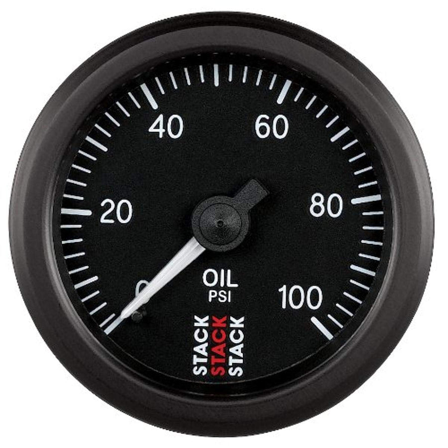Autometer 52mm Stack 0-100 PSI 1/8in NPTF (M) Mechanical Oil Pressure Gauge - Black