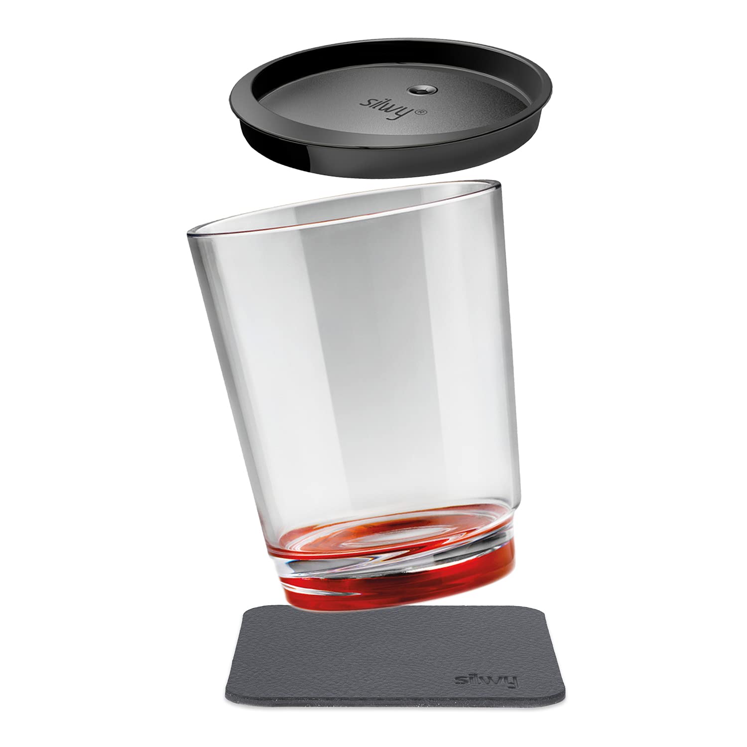Magnetic Drinking Cup Silwy® in Ready Red with a Leak-proof Lid and a Metal Nano Gel Pad for Stable Placement and Transport - Perfect for Camping and Boating