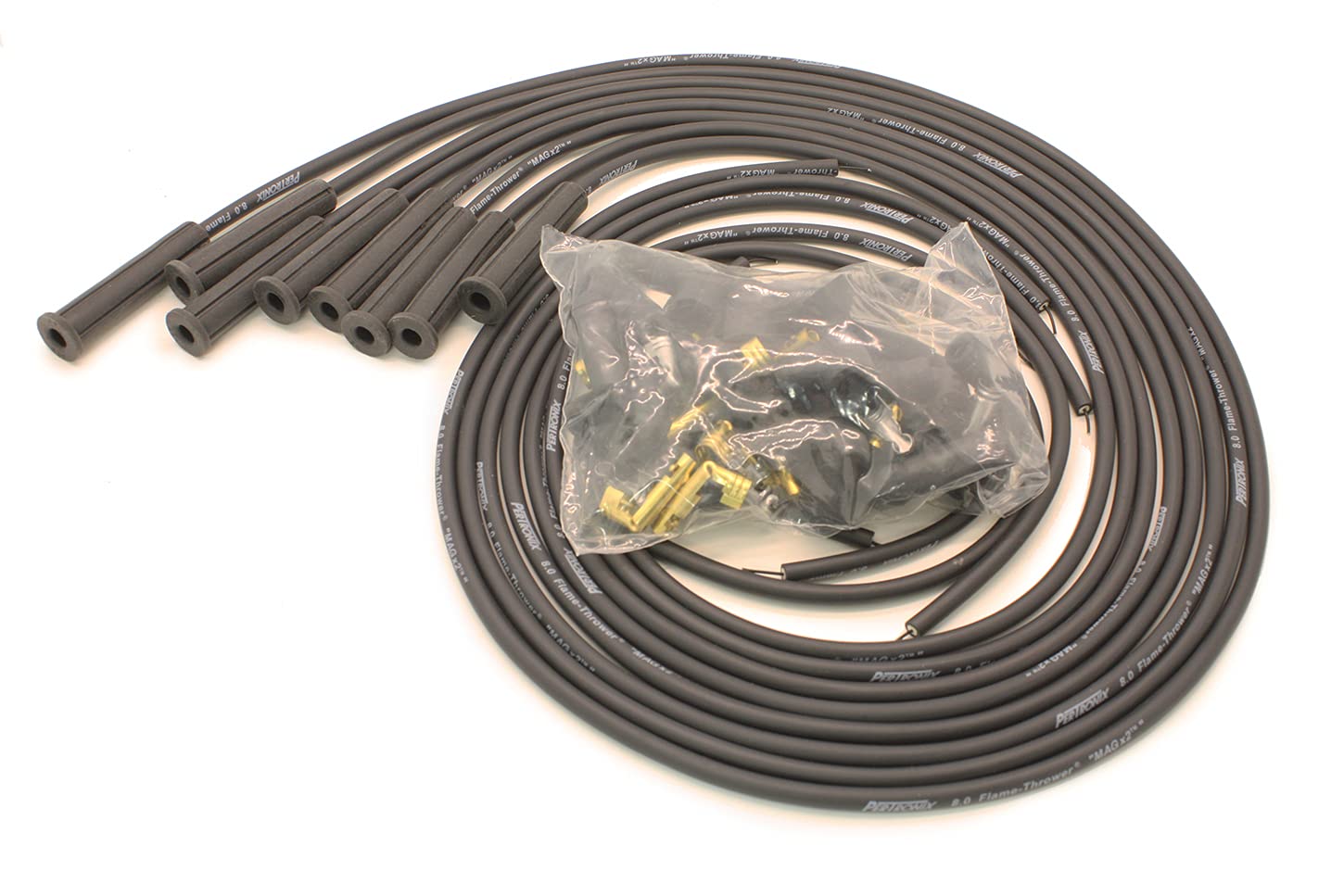 Flame-Thrower PerTronix 808280 Black 8mm Universal 180 Degree Spark Plug Wire for 8 Cylinder