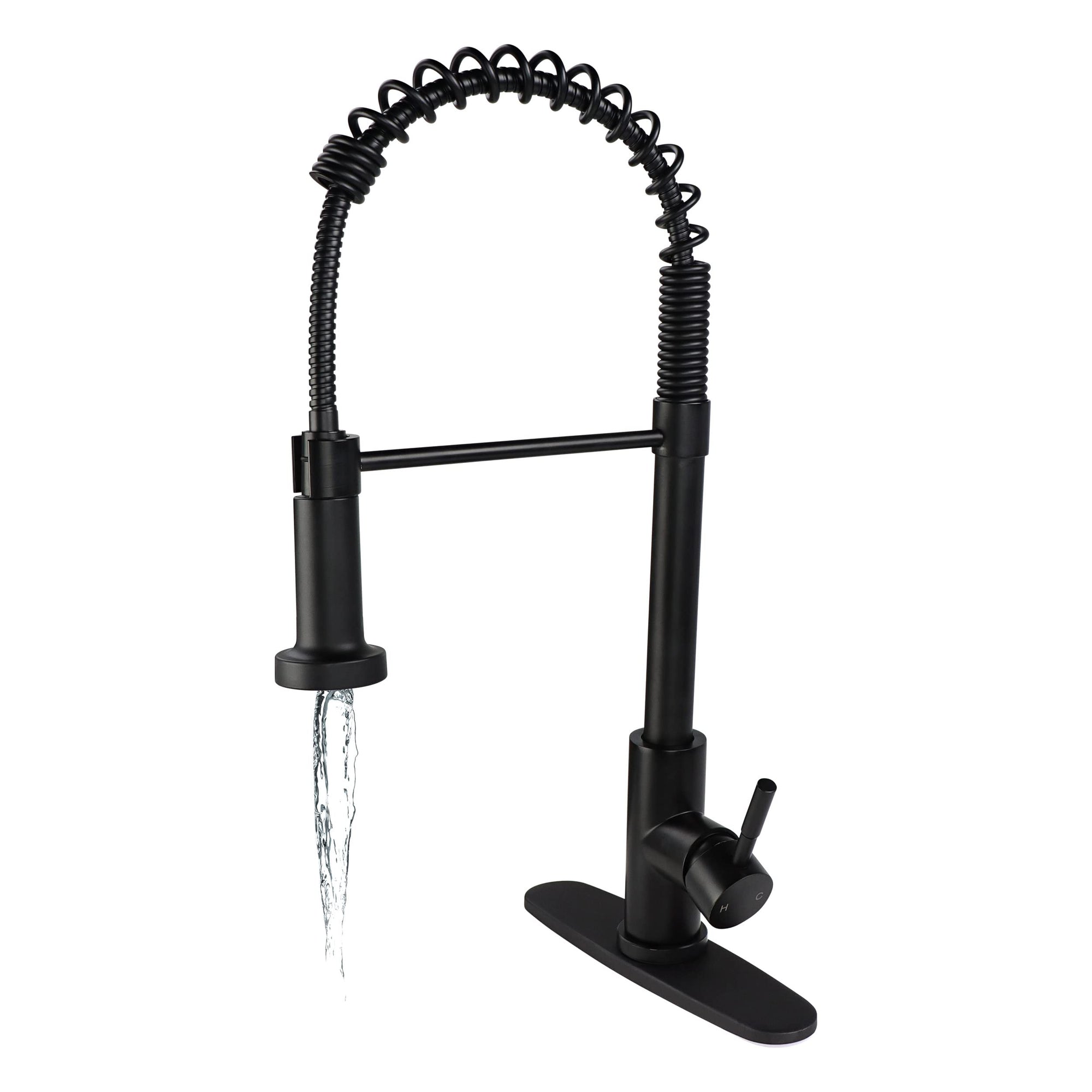 Kitchen Sink Faucet Empire Faucet - Black Brushed Nickel Pull Down Sprayer and Optional Deck Plate