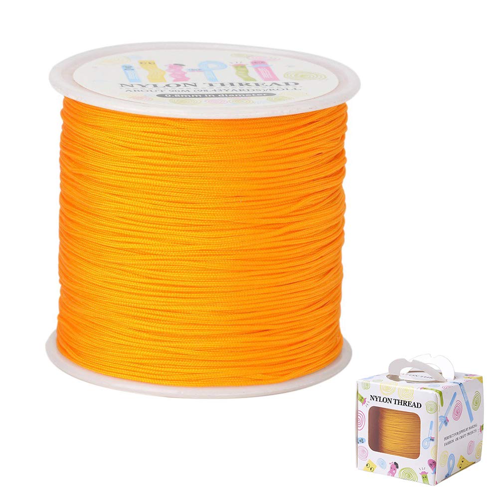 JEWELEADER About 98 Yards Braided Nylon Craft Cord Thread 0.8mm Satin Trim Chinese Knotting Beading for DIY Jewellery Making Macrame Kumihimo Shamballa Friendship Bracelets - Dark Orange