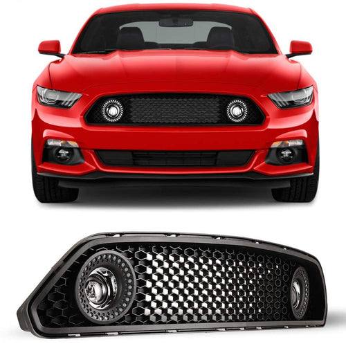 Halo Ring DRL Upper Grille Winjet Compatible with [2015 2016 2017 Ford Mustang S550] with LED Fog Lights