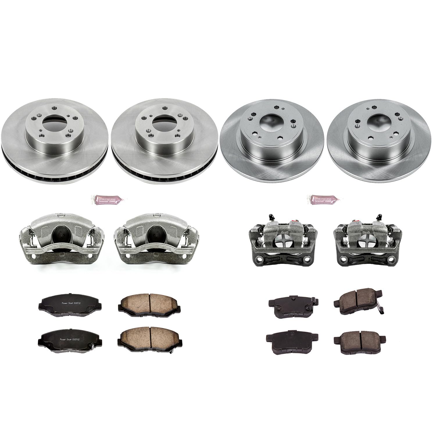 Power Stop KCOE5934 1-Click Autospecialty OE Replacement Brake Kit with Calipers For Honda Accord 2011-2012 [Model Specific]
