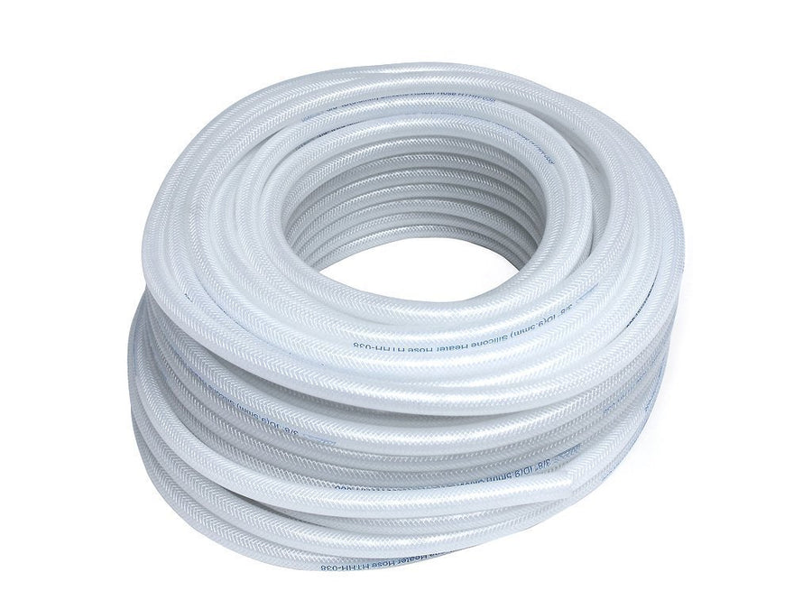 Clear HPS 7/8" ID high temp reinforced silicone heater hose tubing, 50 feet length, Max Temperature Rating: 350F, Bend Radius: 4"