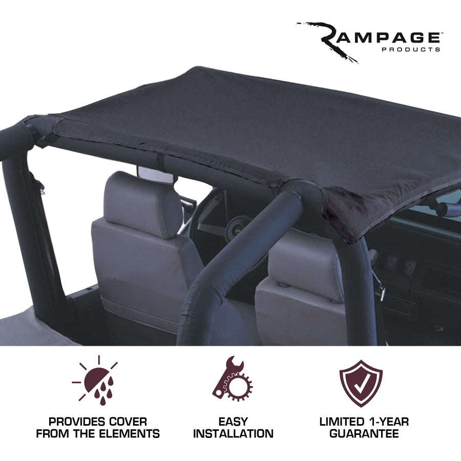 California Brief RAMPAGE PRODUCTS Soft Top for Jeep Wrangler YJ | Black Denim, Vinyl | 92815 | Fits 1992-1995 Jeep Wrangler YJ