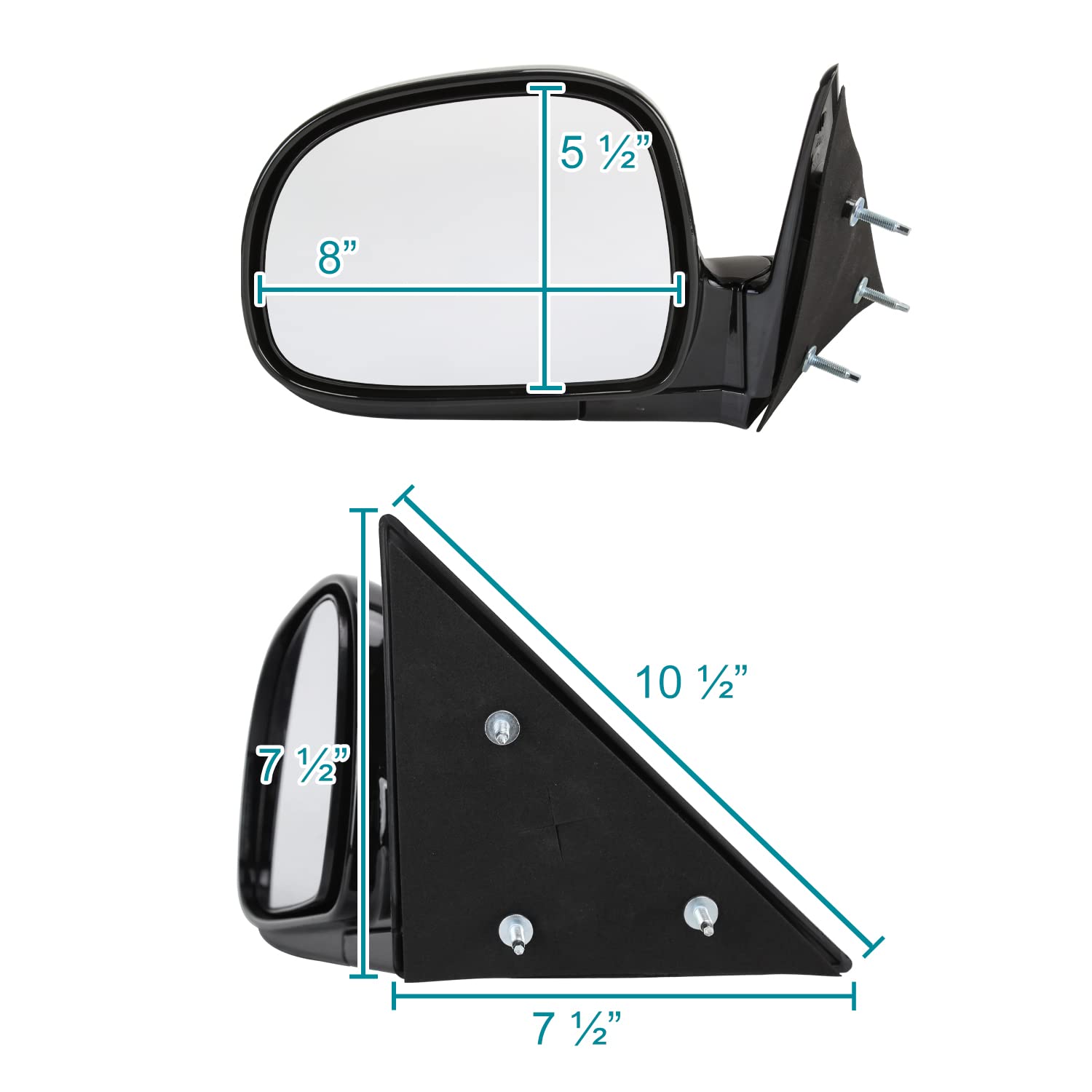Left Side Glossy Black Manual Side Mirrors Compatible with Spec-D Tuning Chevrolet Chevy S10 1994-2001