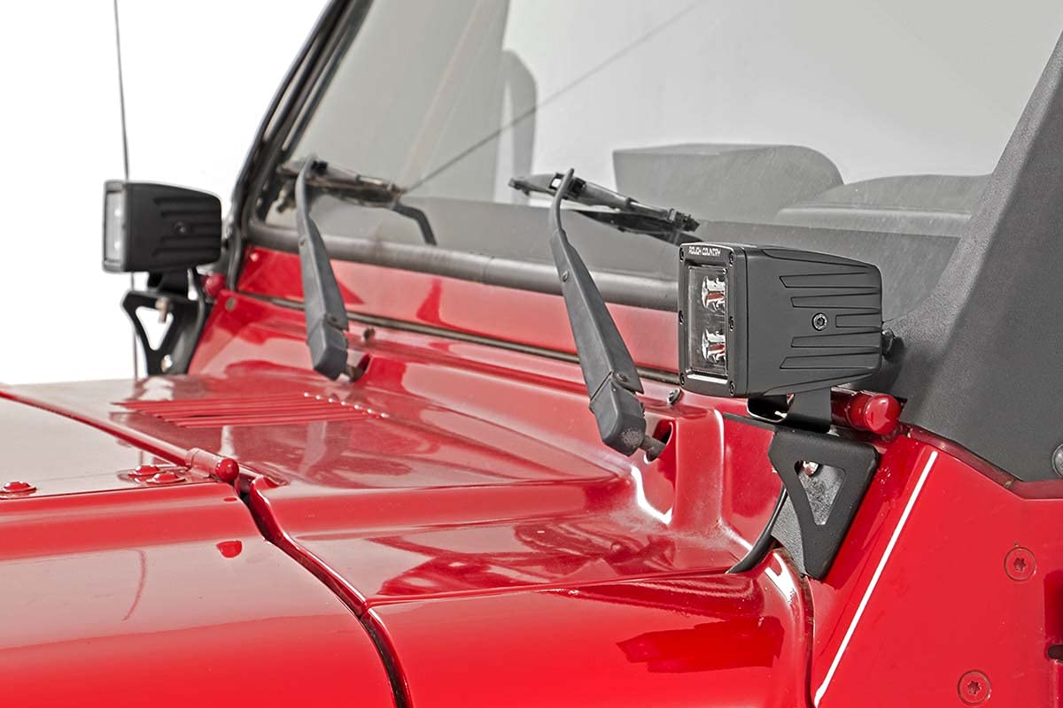 Rough Country LED Bracket Lower Windshield for 1997-2006 Jeep Wrangler TJ - 6003