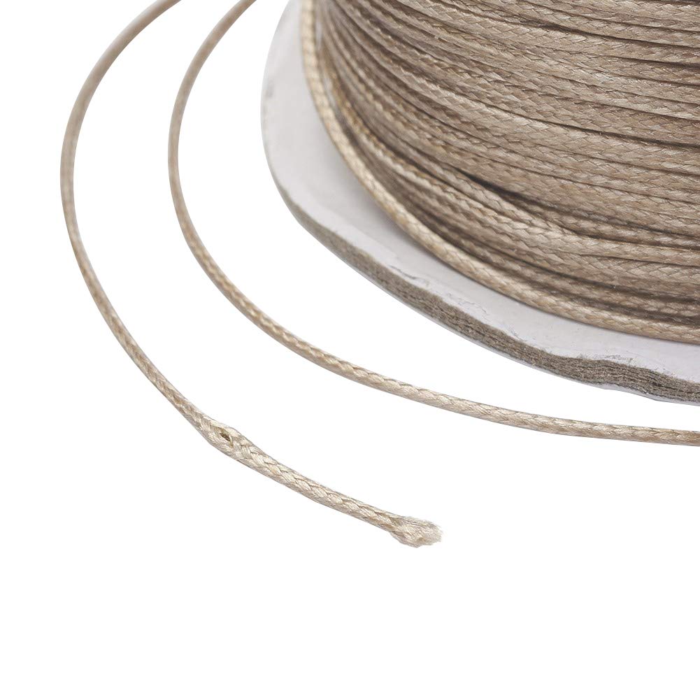 Waxed Cord JEWELEADER 185 Yards Polyester, Waxed Polyester Thread 0.5mm Round Rattail Waxed Beading String Cord for Jewelry Bracelet Making Macrame Crafting DIY Leather - Burly Wood