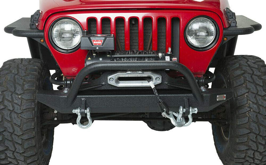 Jeep TJ Front Bumper W/Winch Guard Piranha Series 97-06 Wrangler TJ Rubicon and Unlimited Steel Black Textured Powdercoat