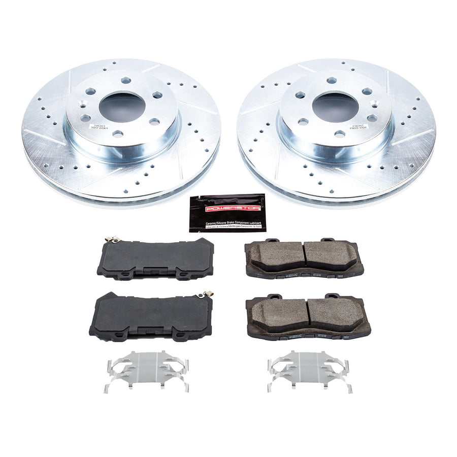 Power Stop K7126 Z23 Front Carbon Fiber Brake Pads with Drilled & Slotted Brake Rotors Kit For Chevrolet Colorado 2015-2020, GMC Canyon 2015-2020 [Model Specific]