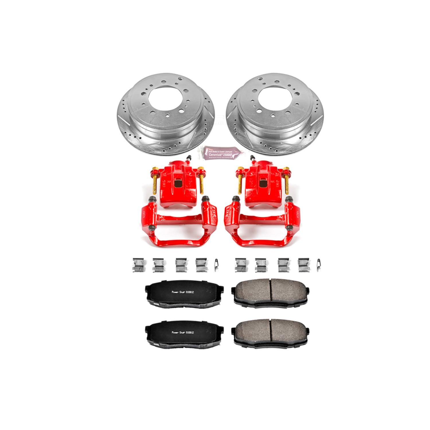 Power Stop 1-Click Performance Brake Kit with Caliper For Toyota Sequoia 2008-2015, Toyota Tundra KC3073 2007-2015 [Model Specific]