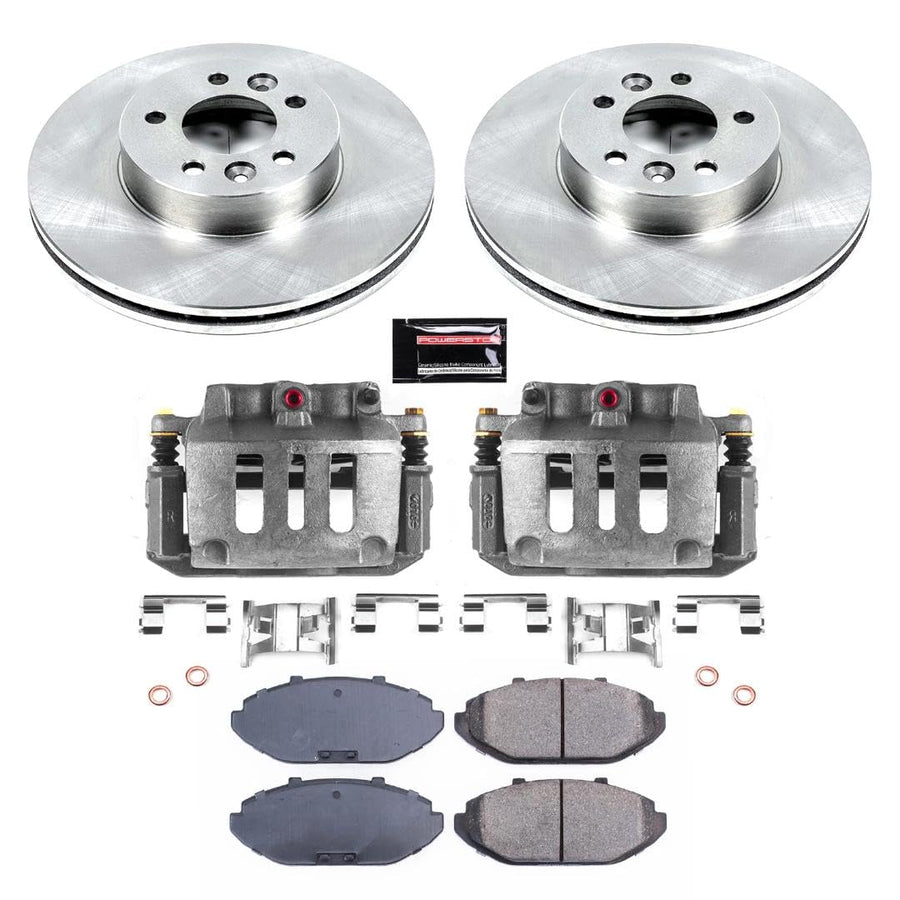 Power Stop Autospecialty KCOE1335 Front Caliper Brake Kit- Brake Rotors, Ceramic Brake Pads and Brake Calipers For Ford Crown Victoria, Lincoln Town Car, Mercury Grand Marquis [Model Specific]