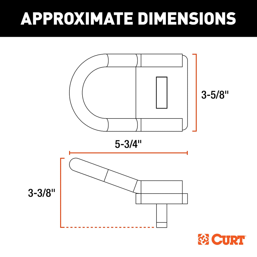 CURT 5th Wheel Hitch Safety Chain Anchors 16000, Fits Industry-Standard Rails