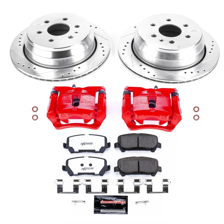 Power Stop Z36 KC7127-36 Truck & Tow Rear Caliper Kit-Drilled/Slotted Rotors, Carbon Ceramic Brake Pads & Calipers For Chevrolet Colorado 2015-2019, GMC Canyon 2015-2020 [Model Specific]
