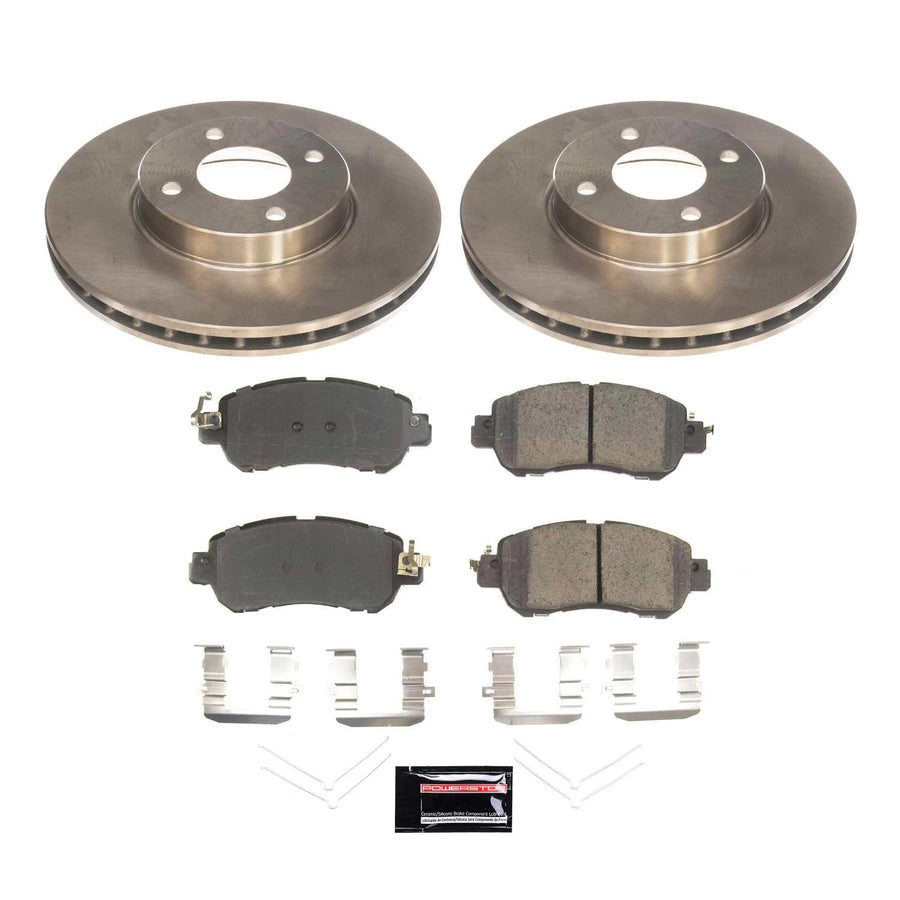 Power Stop KOE8326 Front Brake Kit-OE Brake Rotors & Ceramic Brake Pads For Nissan Kicks 2018-2022, Nissan Versa 2020-2022 [Model Specific]