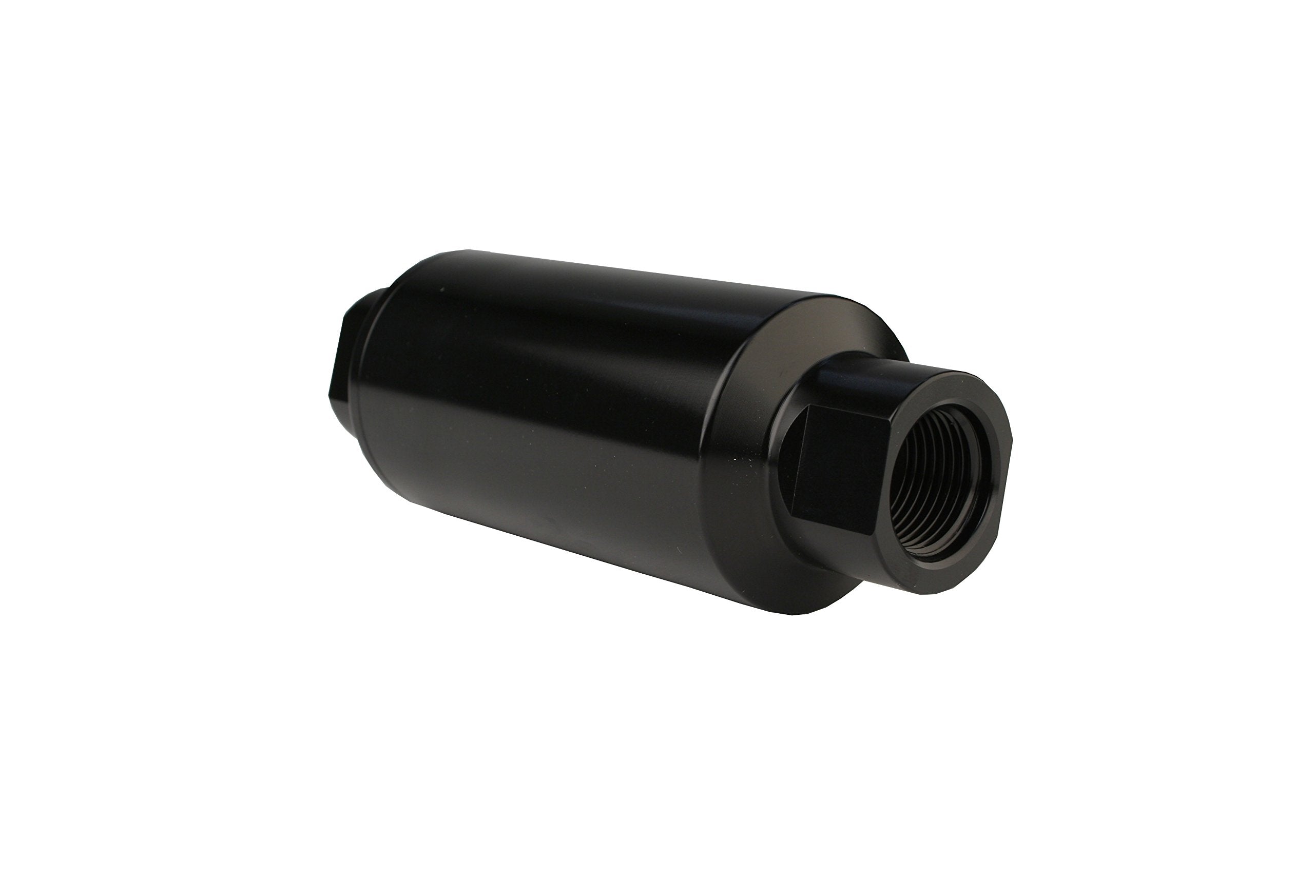 In-Line Aeromotive 12324 Filter, 100-Micron Stainless Mesh Element, ORB-10 Port, Bright-Dip Black, 2" OD