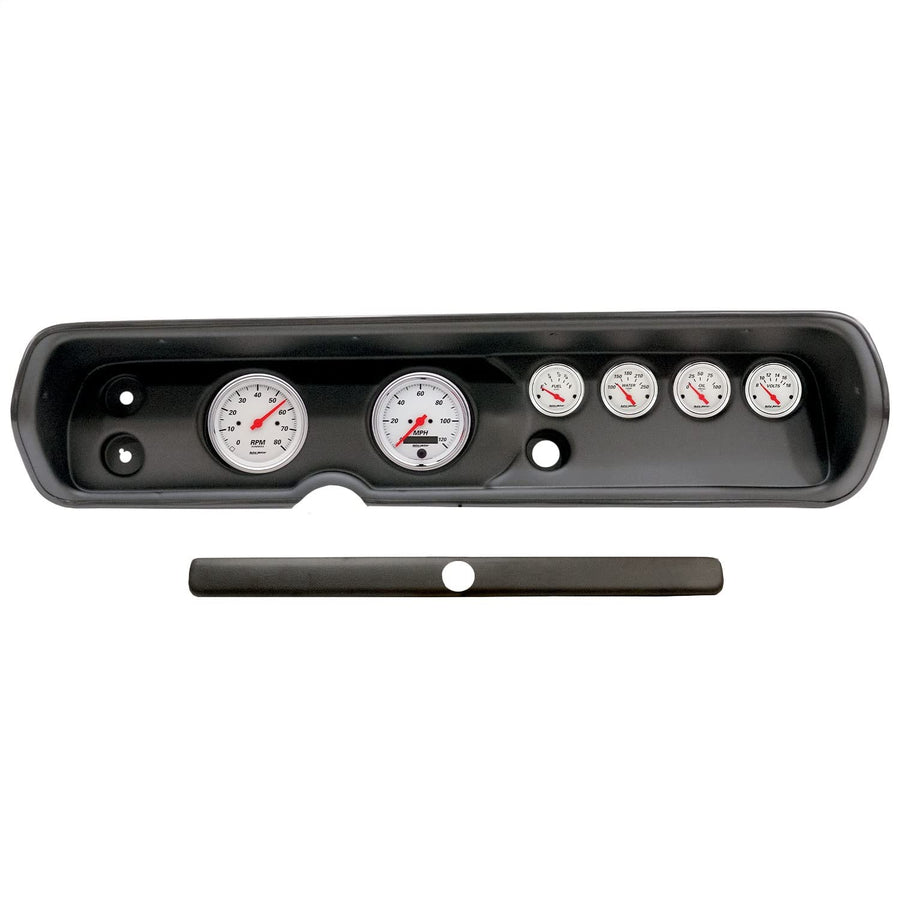 AutoMeter Dash Kit Direct Fit, (3 3/8" X2, 2 1/16" X4), Chevy Chevelle 64-65, Arctic White (2929-03)
